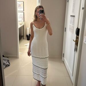 Lost + Wander Cream and Black Textured Knit Maxi Dress